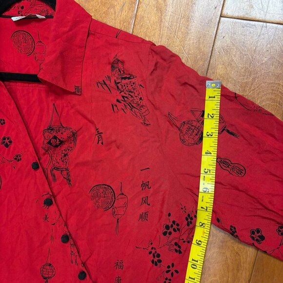 Soft Surroundings Women Wrap Top Size *S Knot Button Asian Tunic Red Asymmetric - Picture 11 of 16